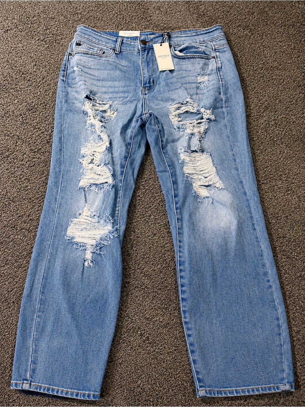 Judy Blue Light Blue Distressed Boyfriend Jeans